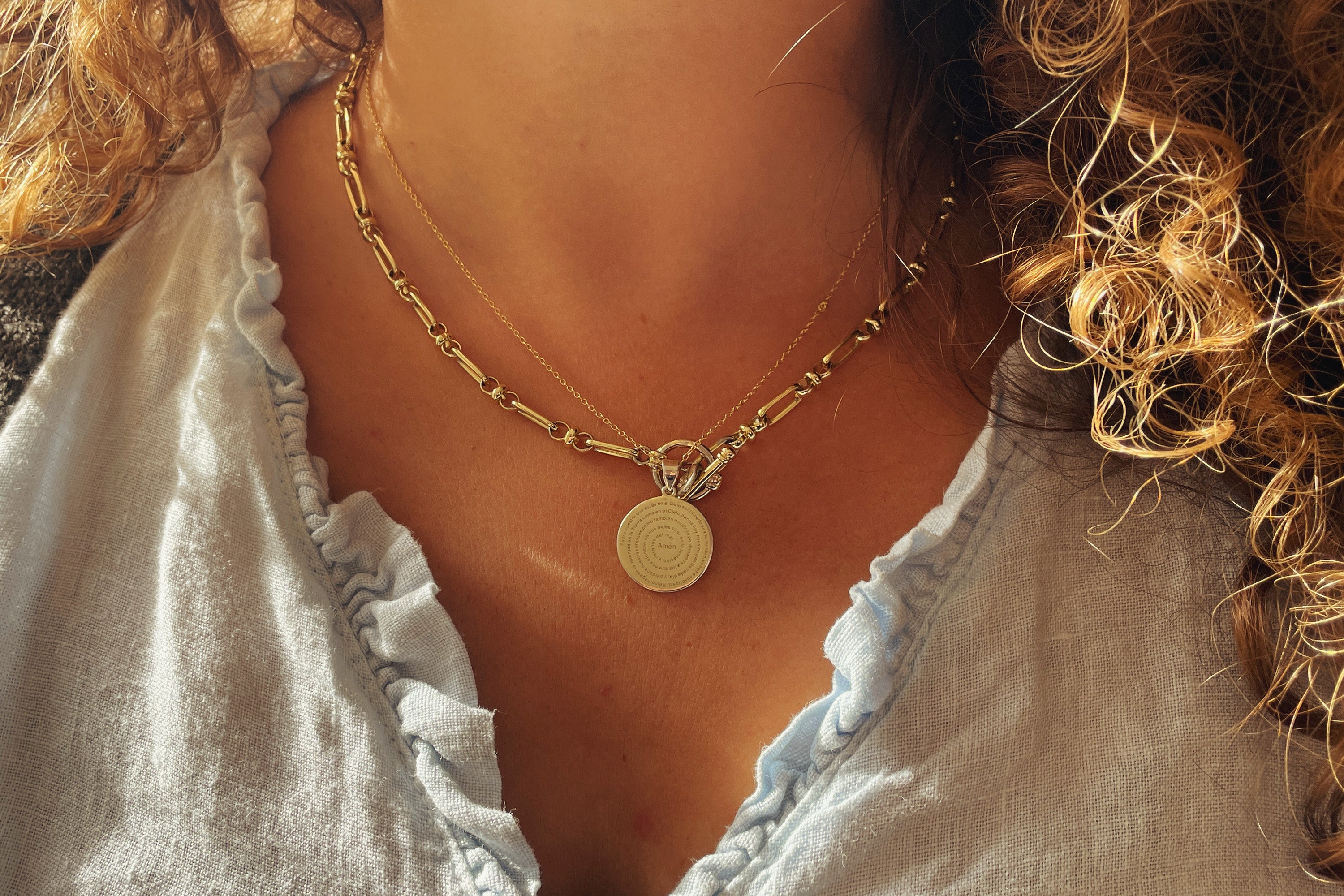 Solid gold circle on sale necklace