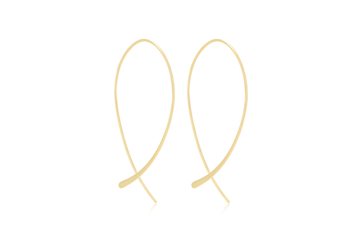 Dion Sterling Silver Gold Curved Thread-through Earrings