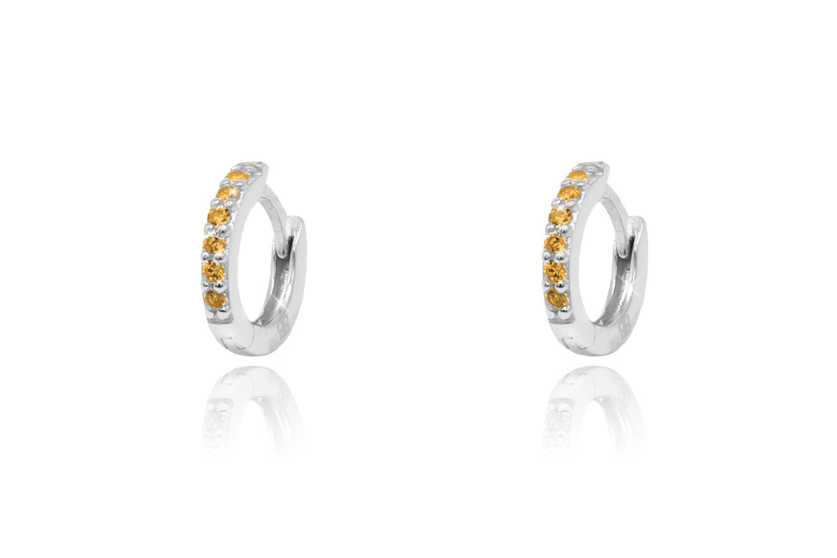 Reddy Amber CZ Sterling Silver Hoop Huggies