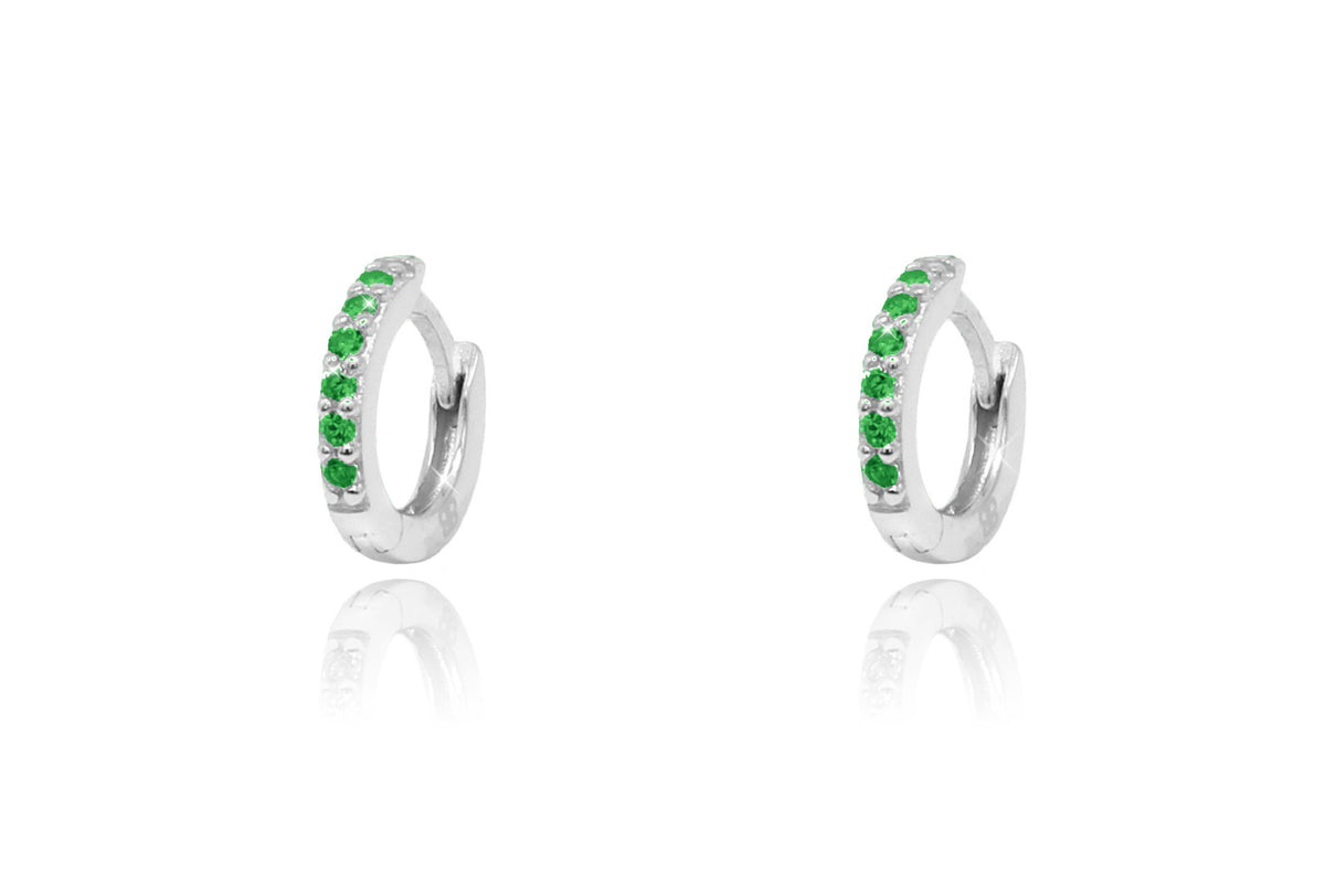 Reddy Emerald CZ Sterling Silver Hoop Huggies