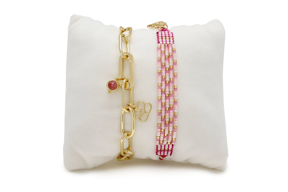 Flamingo 2 Layer Pink Bracelet Stack