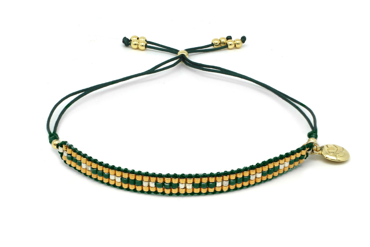 Starshine Emerald Gold Beaded Friendship Bracelet