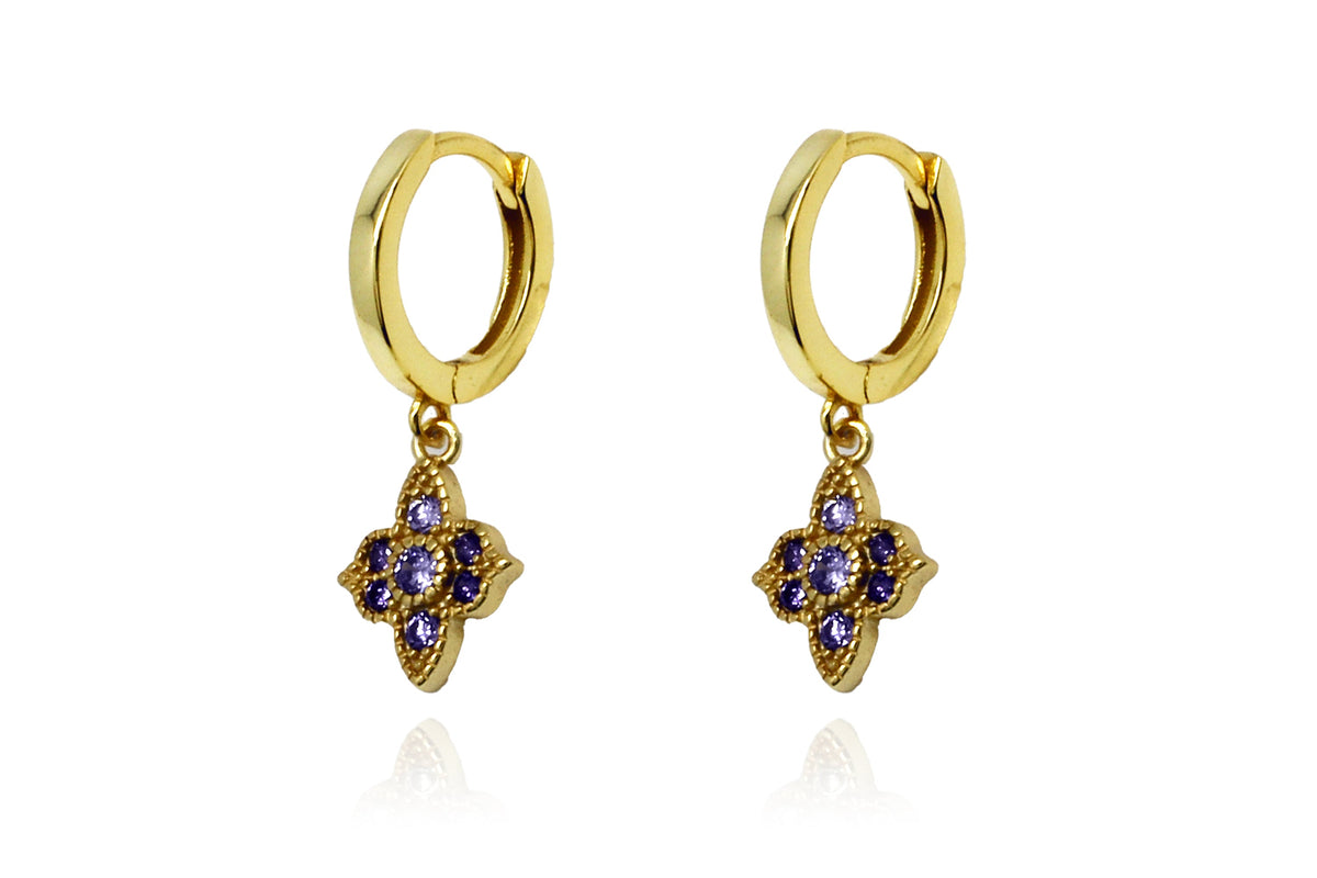 Theron Amethyst CZ Sterling Silver Hoop Earrings