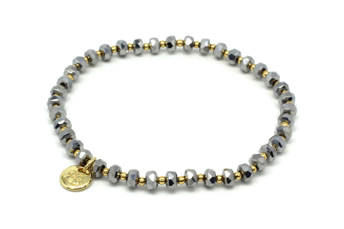 Prunus Slate & Gold Crystal Stretch Bracelet