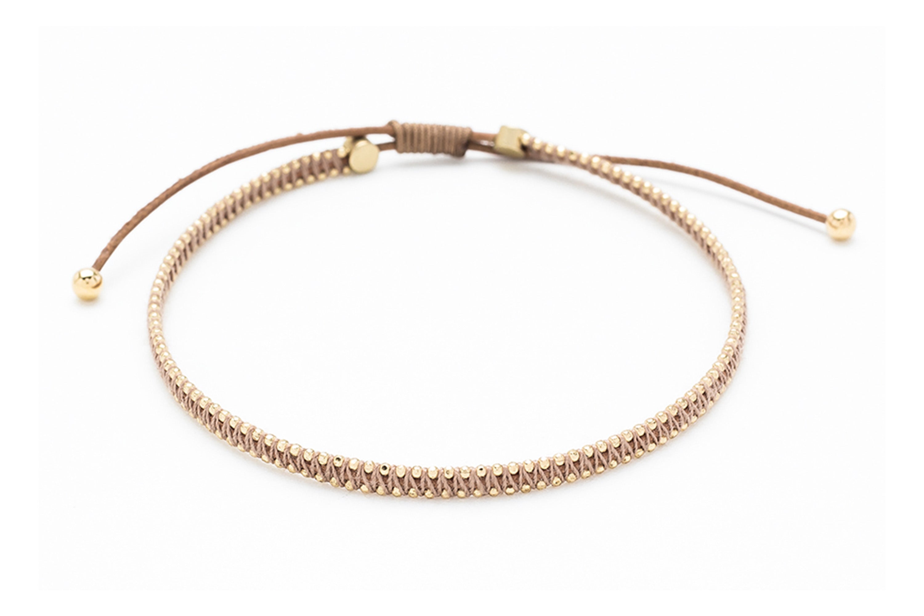 Euphonium Gold & Tan Woven Pull Through Bracelet - Boho Betty