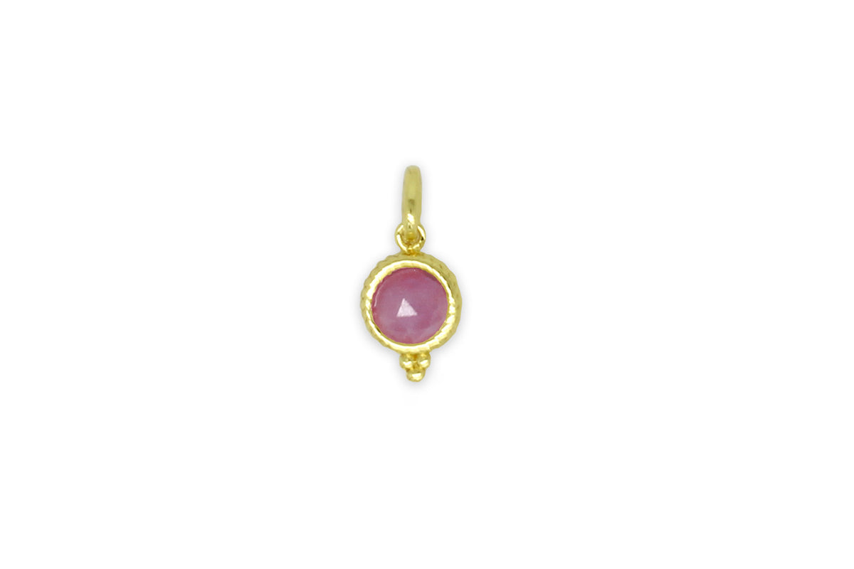 Pink Tourmaline Gold Necklace Charm