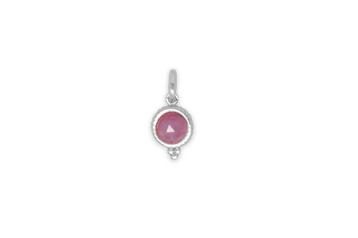 Pink Tourmaline Silver Necklace Charm