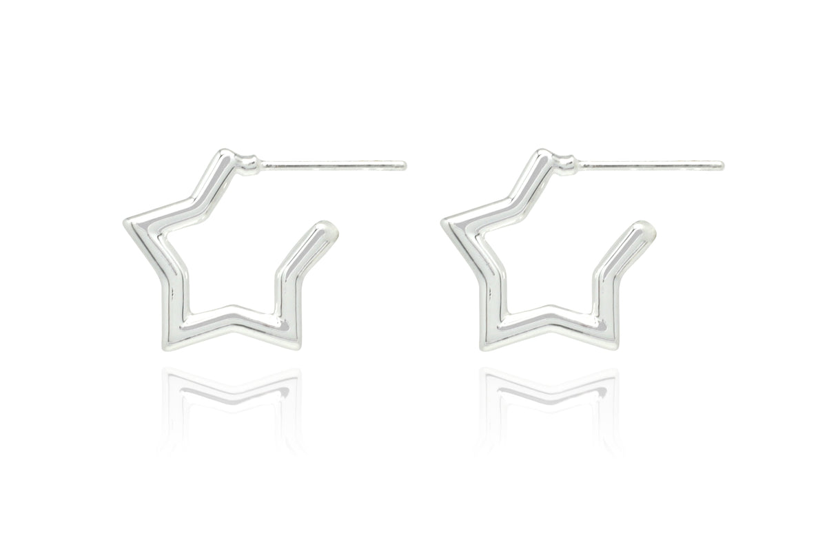 Quasar Silver Star Shaped Earring