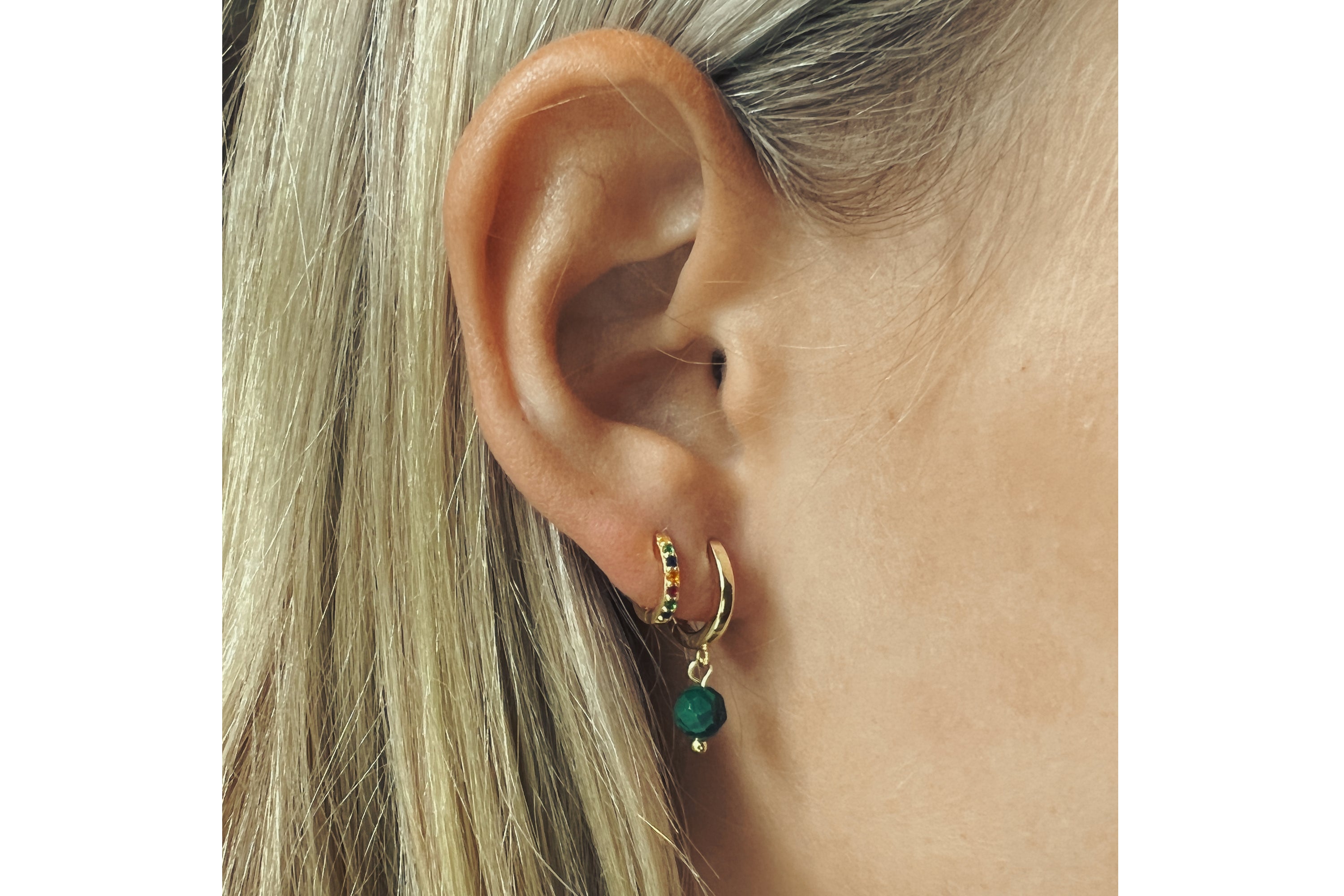 Birthstone Earrings - Gold & Malachite - Boho Betty