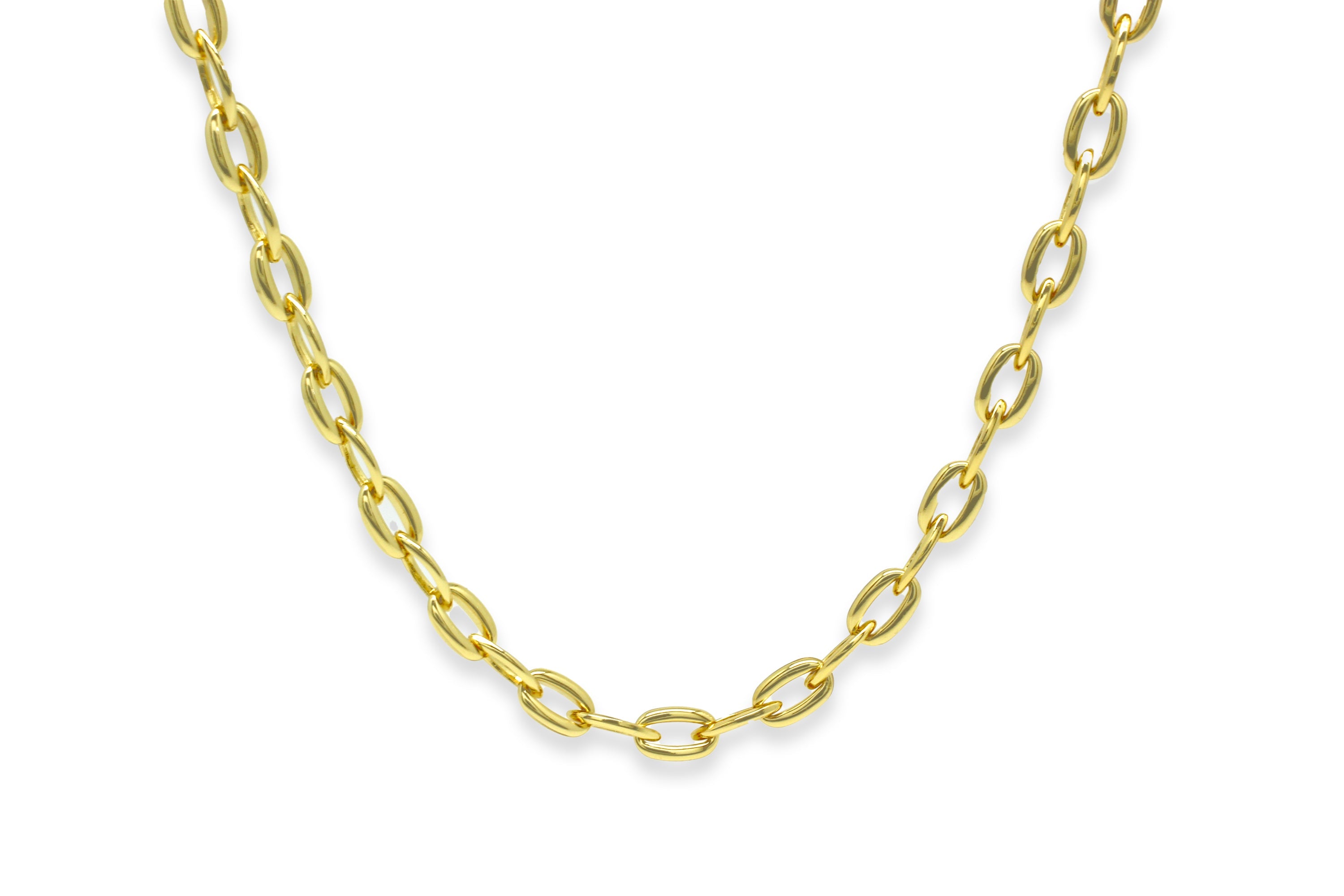 Errai Gold Chunky Chain Necklace featuring oversized circular links in a radiant gold-plated finish with a sleek toggle clasp.