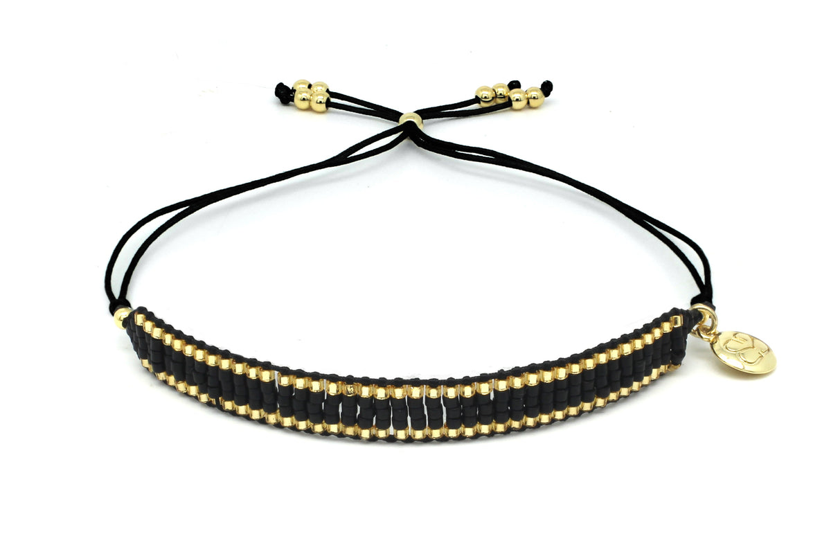 Circles Black & Gold Beaded Friendship Bracelet