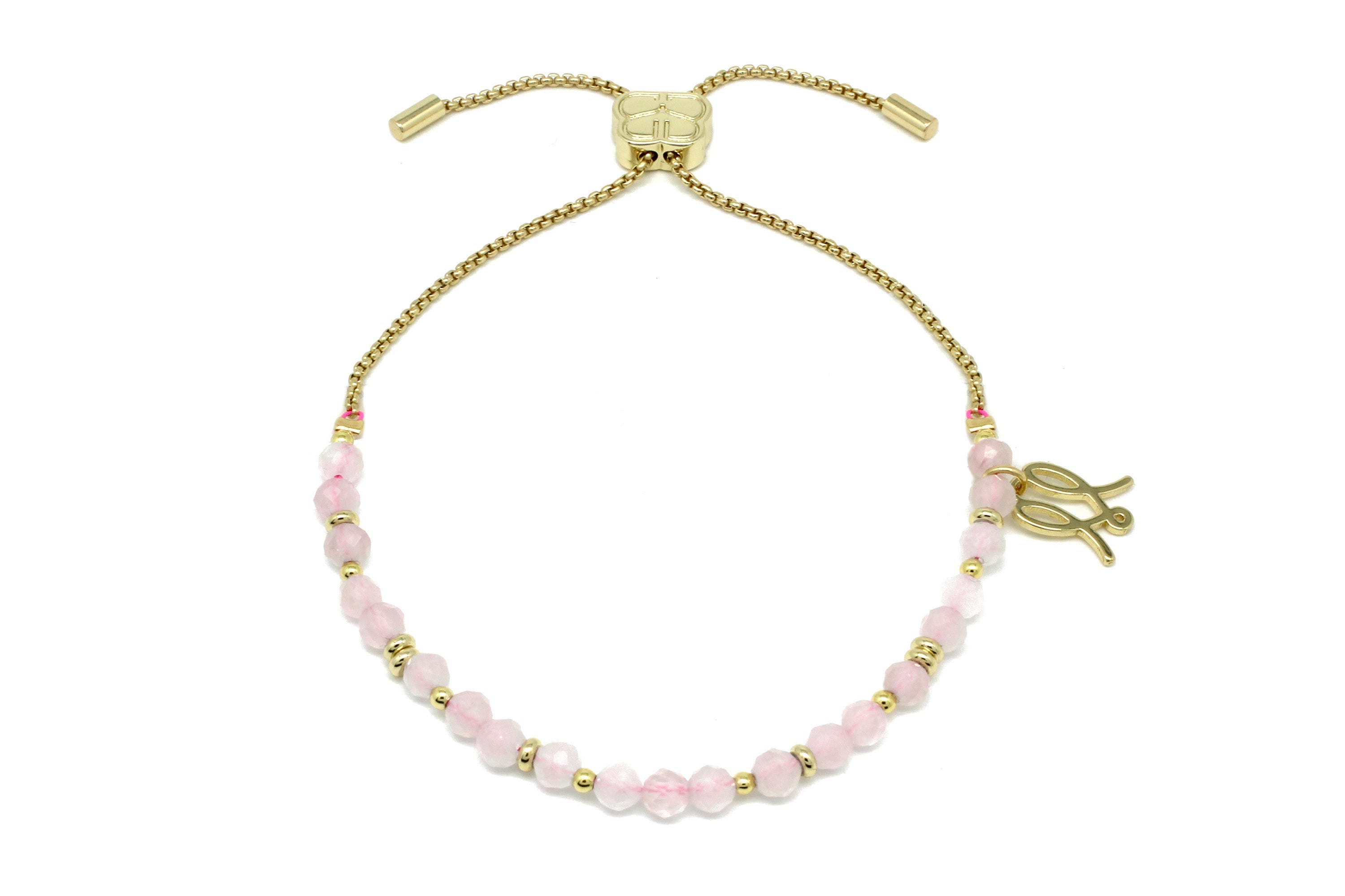 Everlyne Pink Cord Friendship Bracelet in Rose Quartz