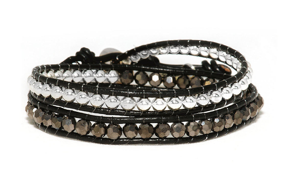 Coal Twist Leather 2 Wrap Bracelet