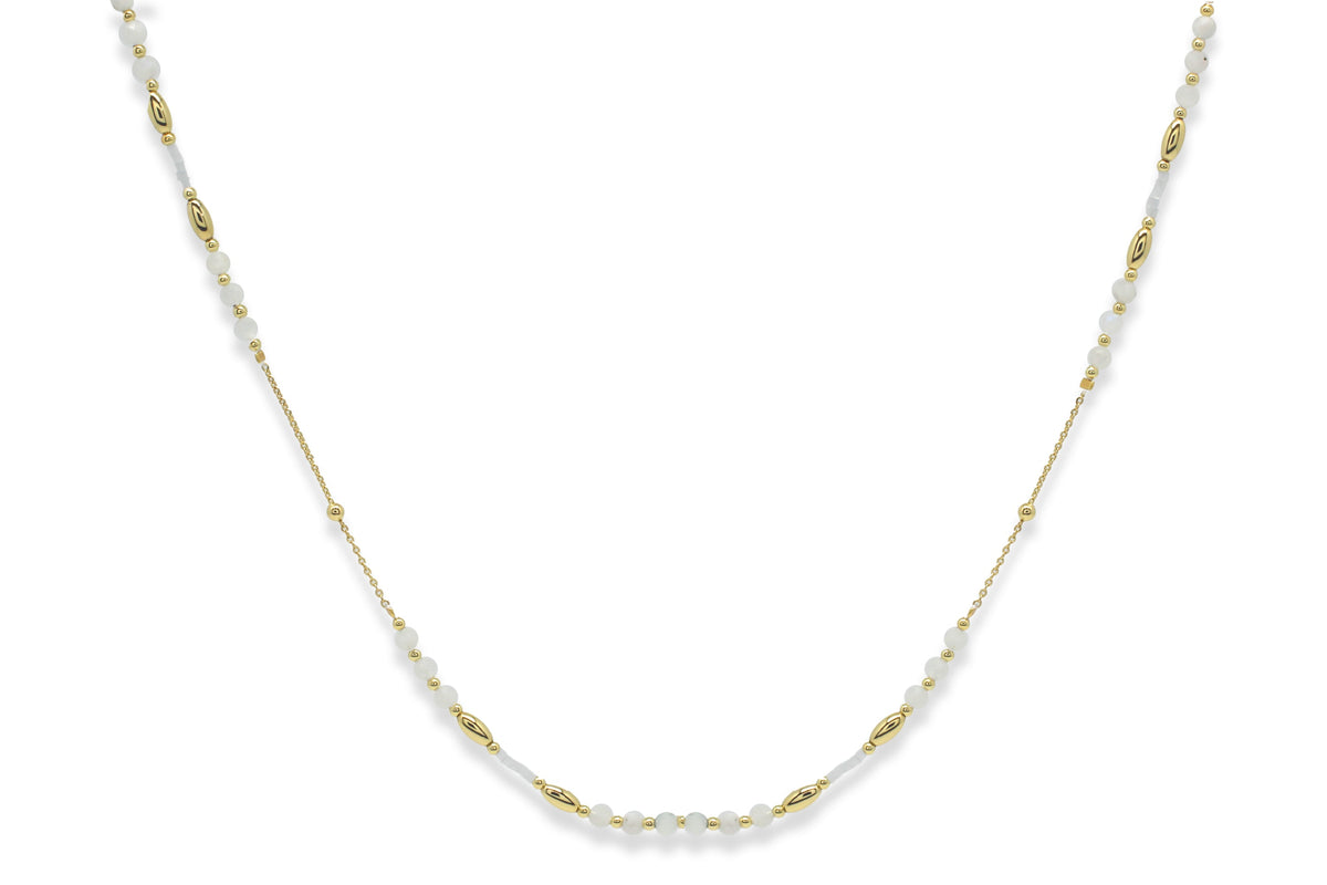 Horus Rainbow Moonstone Gold Gemstone Necklace