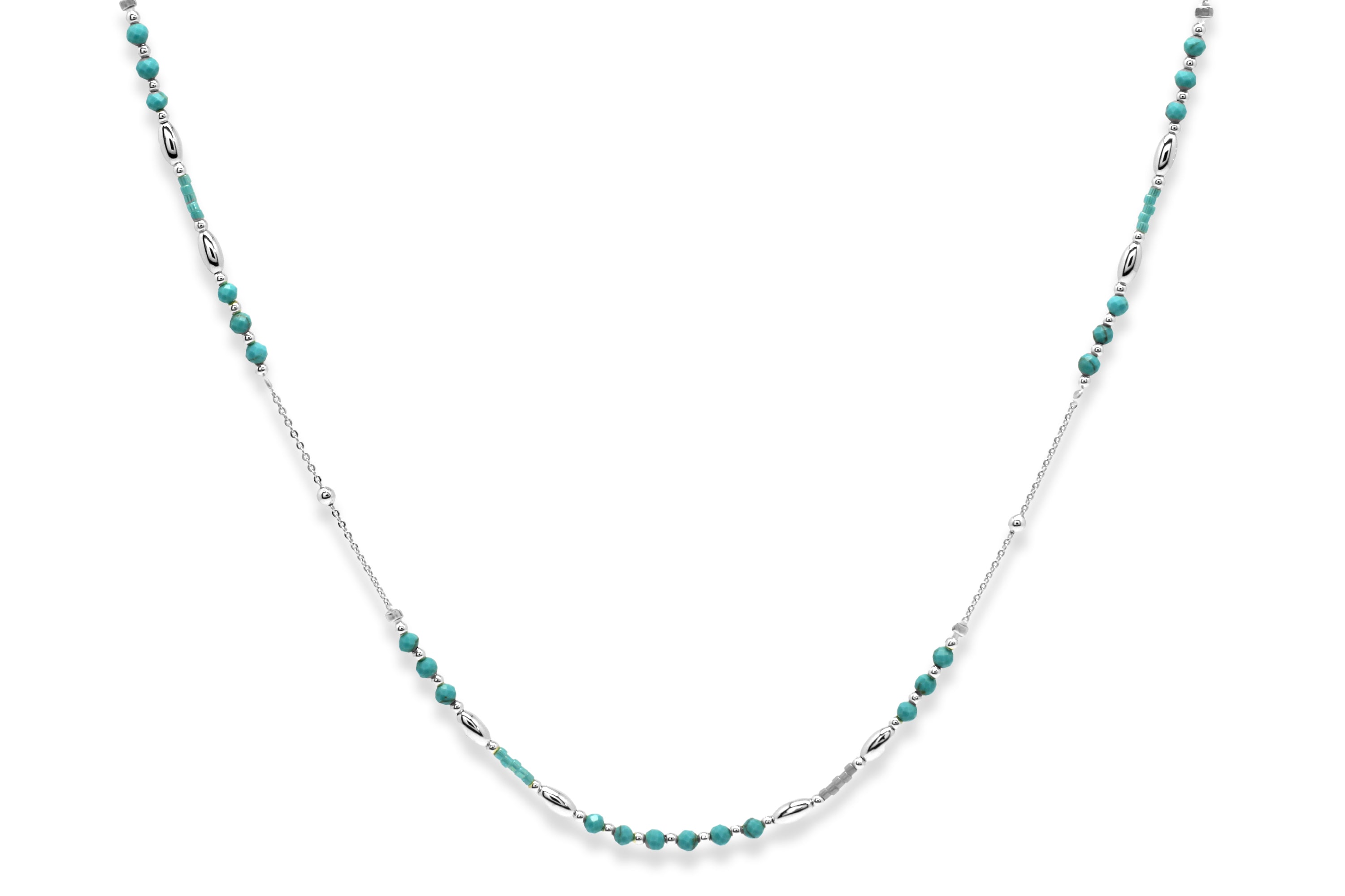 Horus Turquoise Silver Gemstone Necklace - Boho Betty