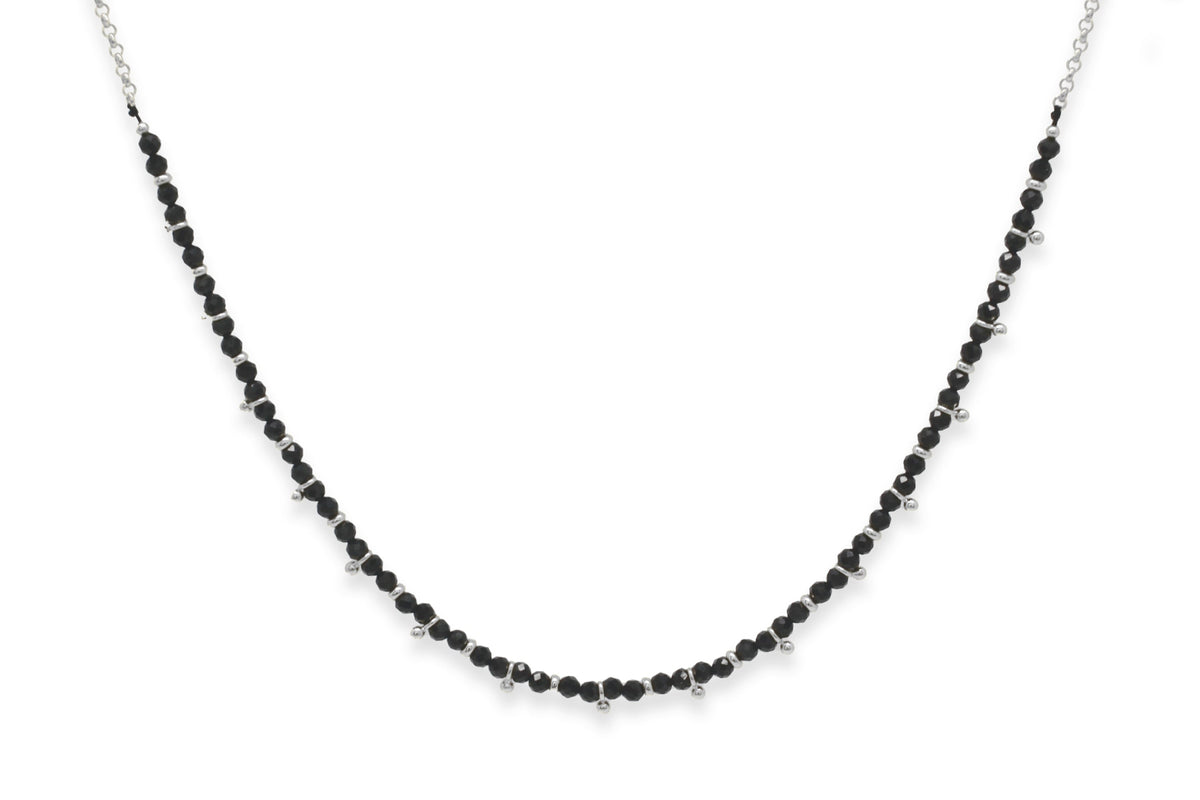 Salus Black Spinel Gemstone Silver Necklace