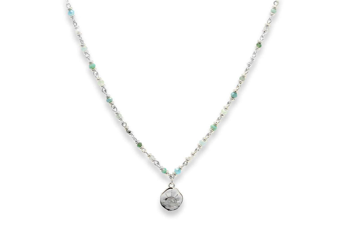 Selket Aqua Amazonite Silver Pendant Necklace