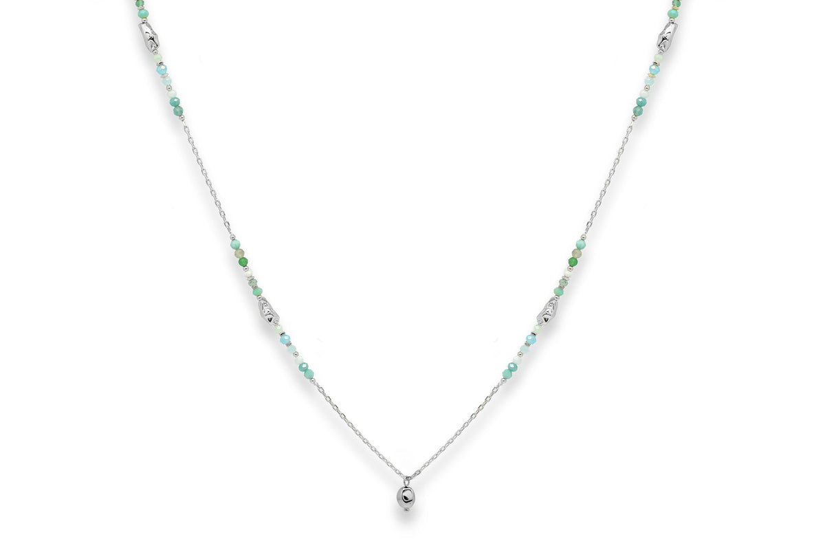 Ziva Aqua Silver Amazonite Pendant Necklace