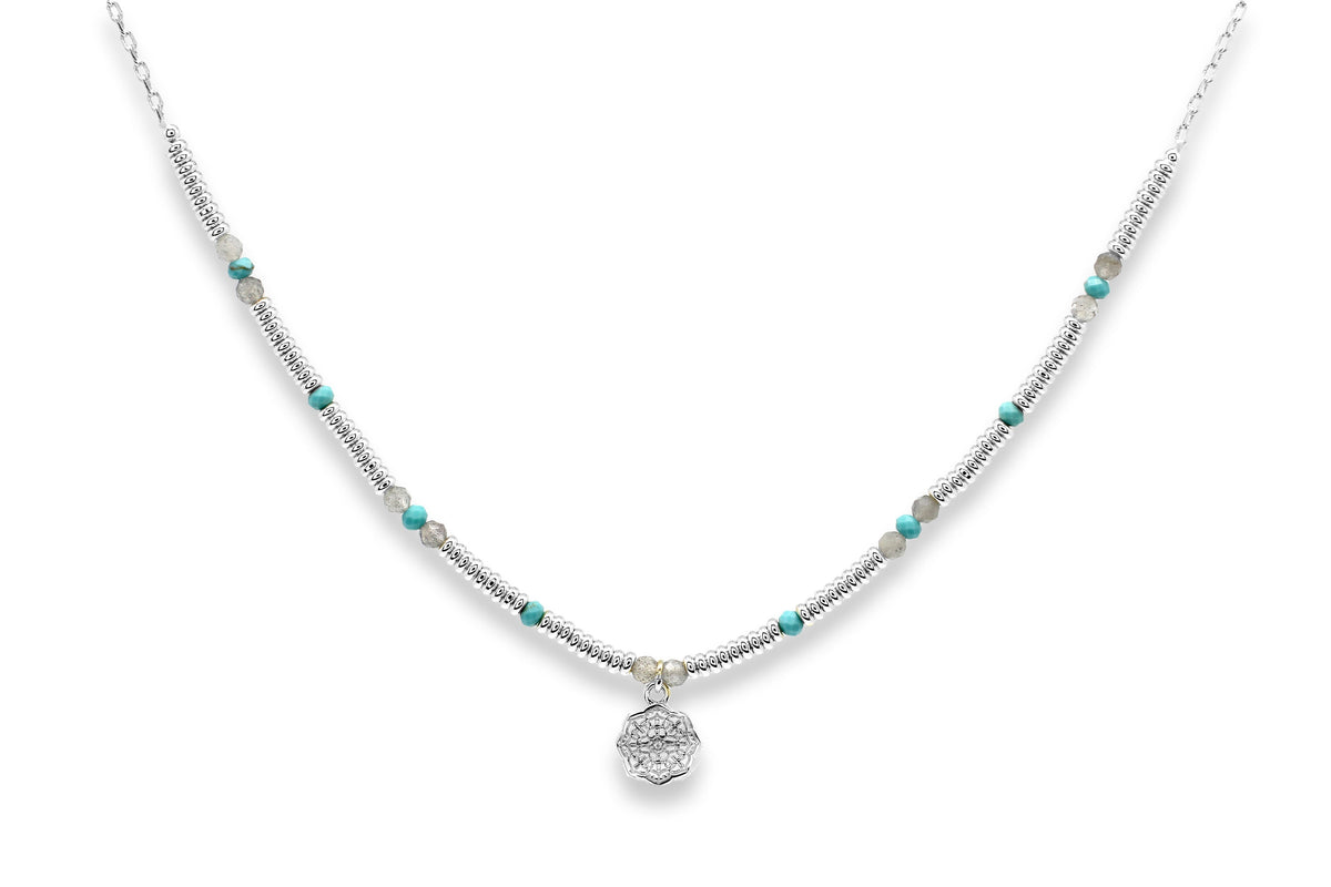 Janus Turquoise Silver Pendant Necklace