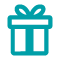 Blue gift box icon for BETTY VIP Rewards. Join Boho Betty's reward scheme to earn and redeem points.